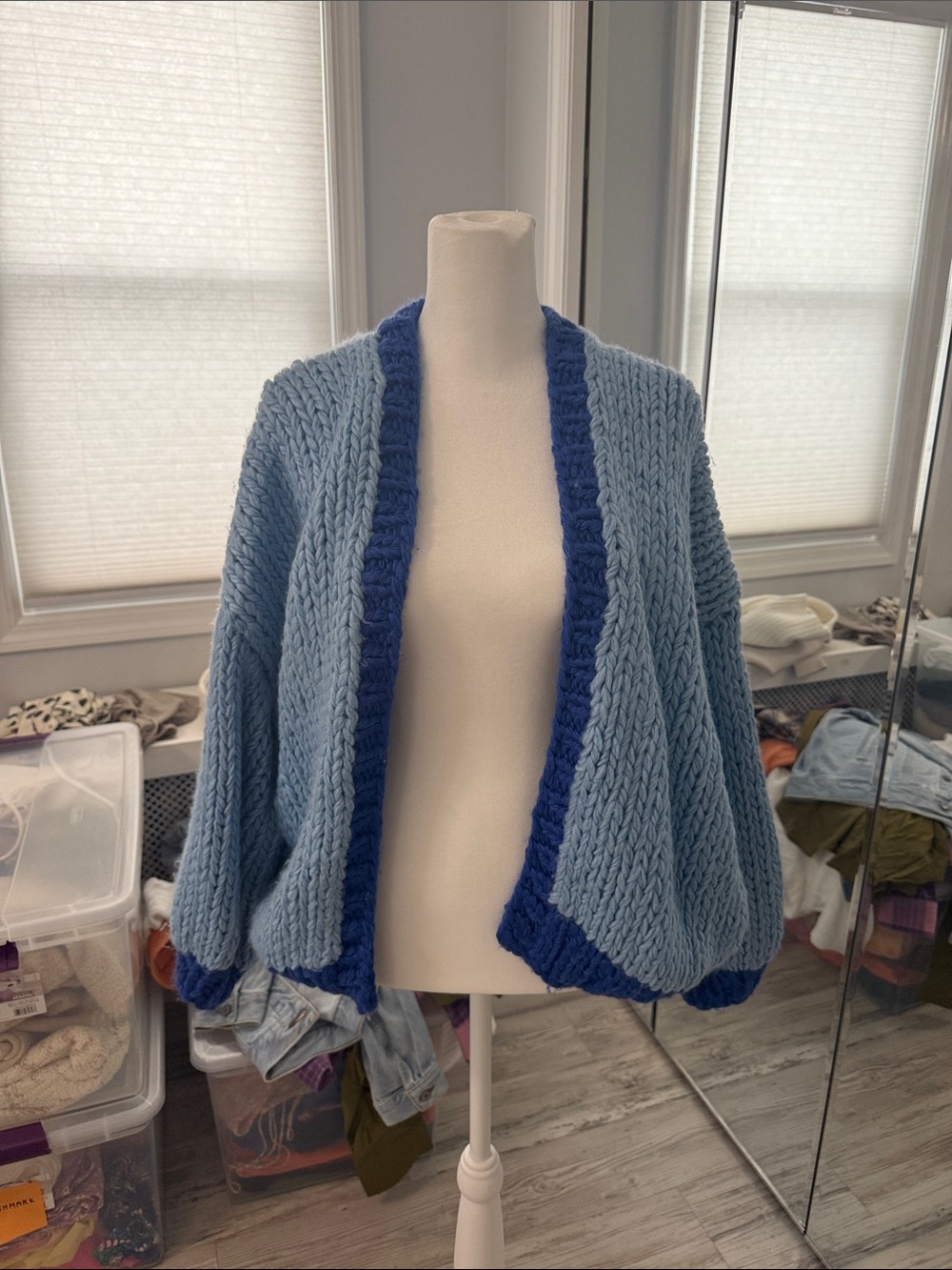 Princess Polly Chunky Open-Front Blue Cardigan Sweater